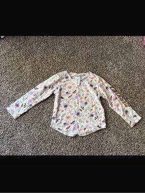 Carhartt Girls' Long Sleeve Floral Tee - White with Purple & Pink Accents